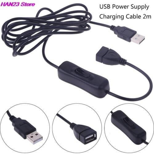 1Pc 2 Meters USB Cable Male to Female Switch ON OFF Cable Toggle LED Lamp Power Line