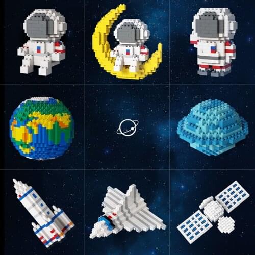 Space Adventure Astronaut Building Blocks Planet Earth 3D Model DIY Assembled Mini Diamond Bricks Toy Children Kid Gift Ornament