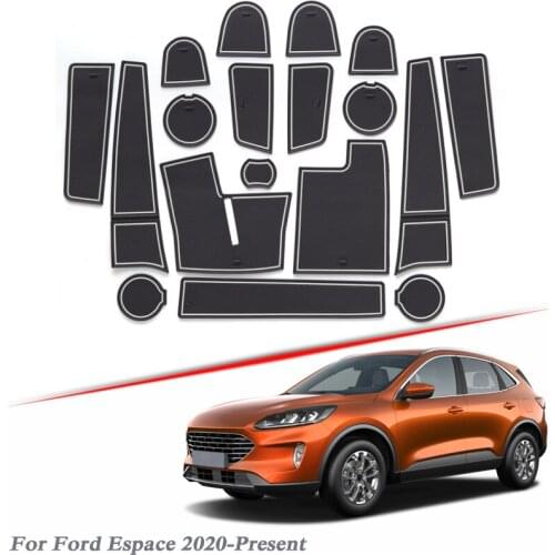 18pcs Car Styling For Ford Escape 2020-Present Latex Gate slot pad Interior Door Groove Mat Non-slip dust Mat Accessory