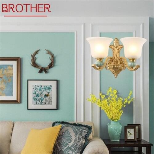BROTHER Brass Modern Wall Sconce Lamp Luxury Design Ceramic Light Indoor For Home Bedroom Corridor Hotel