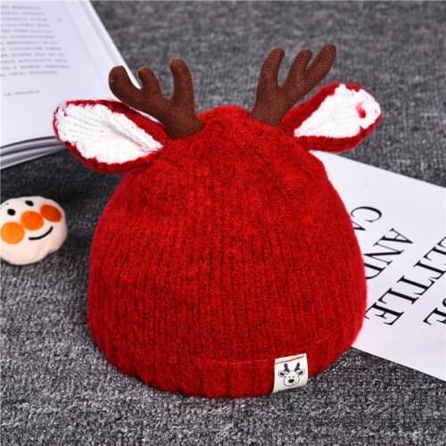 Cute Cartoon Elk Baby Hat Winter Christmas Knitted Kids Hat Warm Infant Baby Boy Girls Cap Ear Protection Children Beanie Bonnet