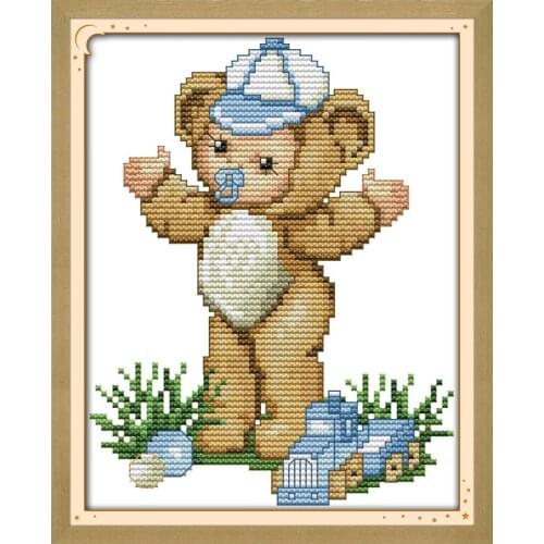 The lovely baby bear cross stitch kit cartoon 11ct count print canvas stitches embroidery DIY handmade needlework plus