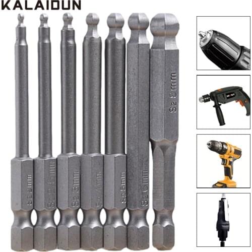 KALAIDUN Magnetic Screwdriver Drill Bits Set 7 Pcs 2mm-8mm S2 Alloy Ball Hex Head Drilling Bit Kit For Electrical Repair Tools