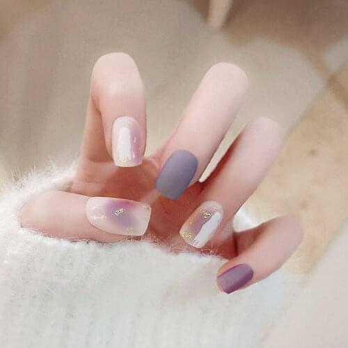 24pcs/box New Matte Frosted Fake Nails DIY Fashion Charm Professional Nail Products