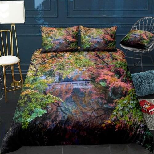 Autumn Landscape Japan Map Quilt Cover Pillowcase 3Piece Comforter Bedding Set With Pillow Case Single Double Duvet Cover
