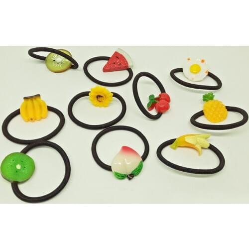 20 Pcs/Pack Fruit Girls' Hair ropes Elastic Hair ties Women hair accessories