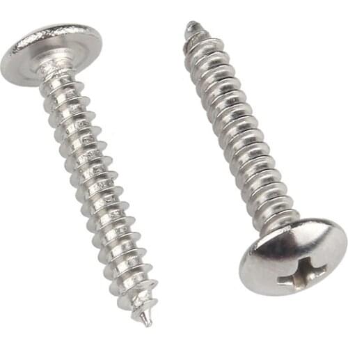 GB/T 10pcs M6 TA 304 stainless steel large flat head self tapping screw round head phillips truss mushroom wood screw screws