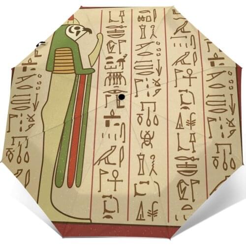 Sunny Umbrella Funny Egyptian Hieroglyphics Automatic folding portable men women umbrella Sunscreen rain Windproof beach parasol