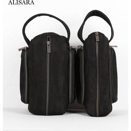 Alisara Clutch Bag Men First Layer Cow Leather High Quality Male Storage Cell Phone Pack Youth Travel Small Organizer Hand Bag
