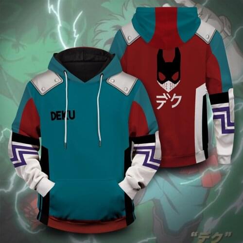 Anime My Hero Academia Hoodies Midoriya Izuku Casual Anime Men Hoodie Cosplay Costume Sweatshirt Streetwear Top Sweatshirt