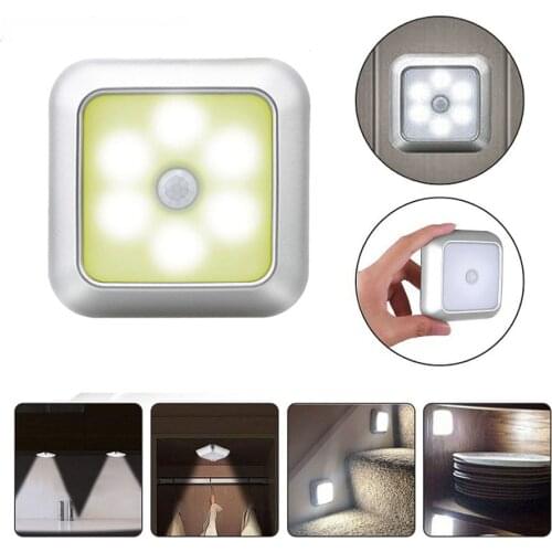 Smart Induction Light Body Motion Sensor + Light Control Lamp 6 LED Beads Battery Type for Hallway Stair Bedroom Cabinet Kitchen