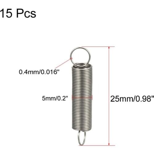 UXCELL 15pcs Extended Compressed Springs Stainless Steel Small Dual Hook Tension Spring for Electronics Automotive Mold Railway