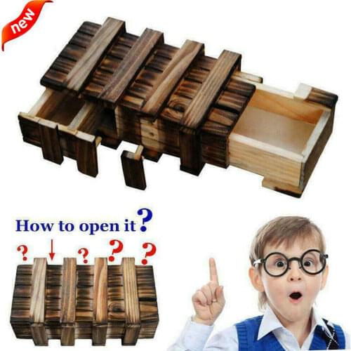 Magic Wooden Puzzle Box Secret Compartment Brain Game for Adults Kids Toddlers Educational Toy Gift