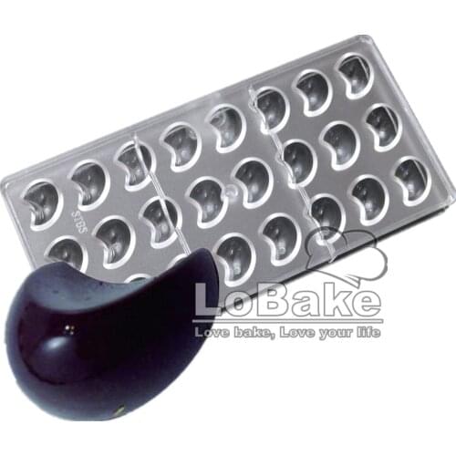 24 cavities High quality half moon shape chocolate pad by PC Polycarbonate mold confeitarias para bolos moldes for baking tools