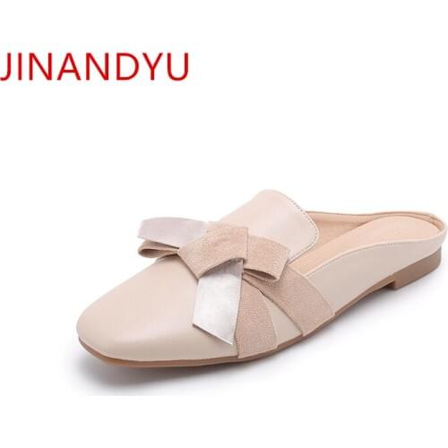 Size 34-43 Bow Tie Sandals Women 220 Flat Slipper Woman Beach Flats Mujer Fashion Slippers Women Mules Planos Summer Shoe