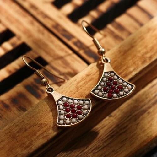 Ethnic Vintage Small Sector Boho Earrings For Women Beaded Bohemia Gold Color Earrings Jewelry Brincos