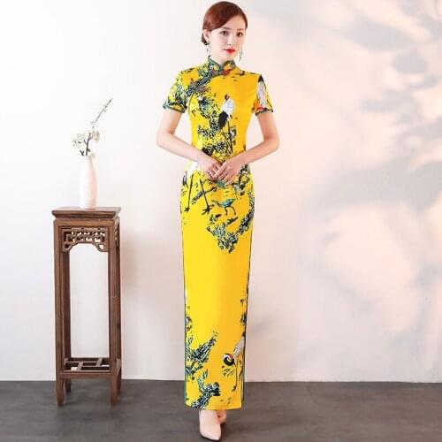 Sexy Party Long Cheongsam Traditional China Style Qipao Gown Oriental Womens Elegant Evening Dress Vestido Plus Size S-5XL