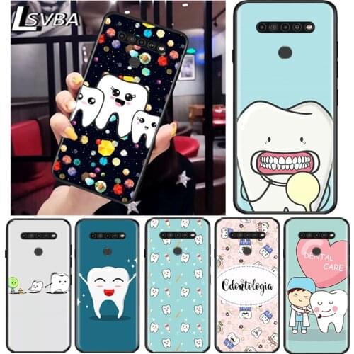 Dentist Teeth Tooth for LG G8 G8S G8X V30 V35 V40 V50 V60 ThinQ Q60 K40 K50 K30 K41 K51 K61 K71 K92 Black Phone Case