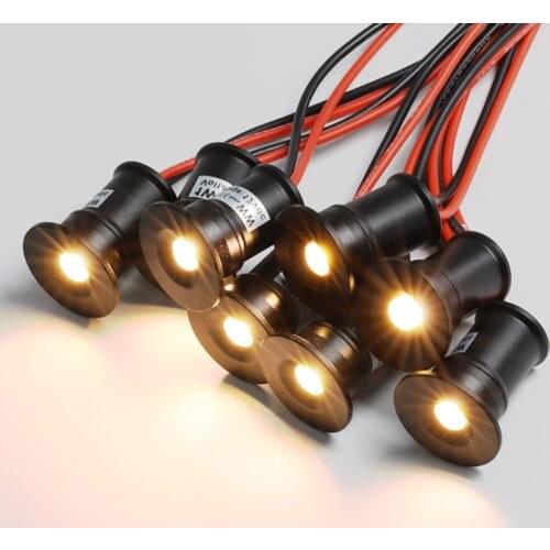 10pcs Dimmable Led Spotlight 12V 1W Ceiling Downlight Black White Silver Shell Spotlight Stair Cabinet Light IP65 Spot Lights