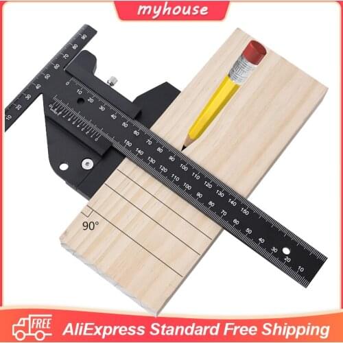 12 Inch Super High Quality Multifunction Inch MM Woodworking DIY Ruler Scriber Gauge T-shaped Aluminum Alloy Measuring Tools