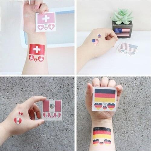 3PCS Flag Series Face Tattoo World Cup Fan Games Olympics Poland England Ukraine Singapore Country Temporary Tatoo Sticker2