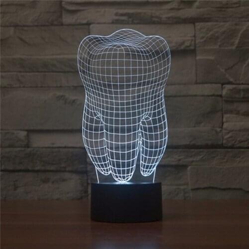 3D LED Night Light Big Fantastic Tooth Action Figure 7 Colors Touch Optical Illusion Table Lamp Home Decoration Model