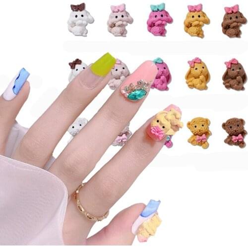 4pcs New Product Nail Art DIY Accessories Japanese-Style Cute Rabbit Cartoon Animal Resin Nail Decoration Accessories
