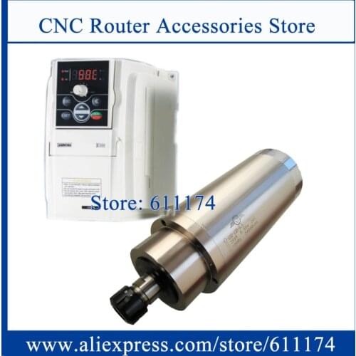 5.5Kw Water Cooled Spindle Motor 24000rpm ER25 D125*298mm 4 bearing wood spindle motor + 5.5Kw VFD Inverter