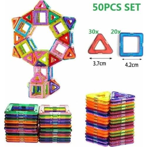 50pcs Big Magnetic Constructor Triangle Square Bricks Magnetic Building Blocks Set Magnet Toys For Children Educational Gift