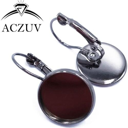 500pcs Gunmetal Black 10mm 12mm 14mm 16mm 18m 20mm 25mm French Leverback Earring Blanks Cabochon Base Bezel Settings LBRE002