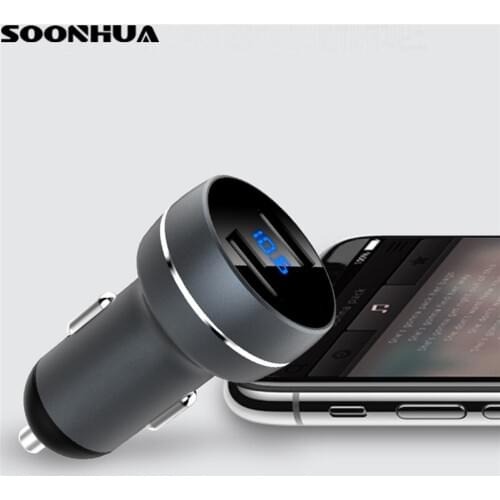 SOONHUA MAX 3.4A Dual Ports Quick Vehicle Car Charger Fast Charging Mobile Phone Charger Adapter With LED Display for iPhone