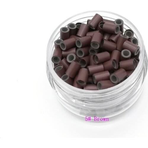 Freeshipping - 5000pcs 4.0mm With Silicone Copper Tube Rings Links Beads / Black D-Brown Brown L-Brown D-Blonde Blonde