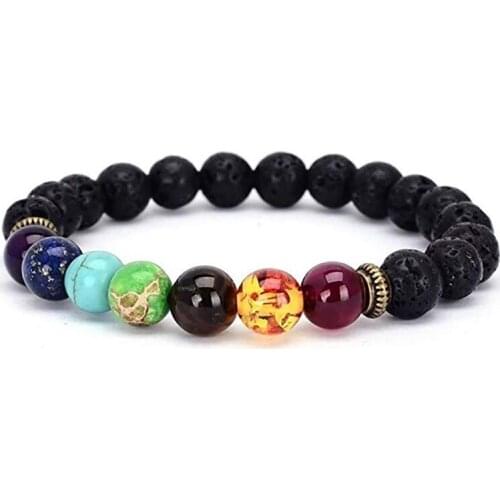 Natural volcanic stone bracelet 8mm tiger eye stone yoga energy bracelet necklace women jewelry