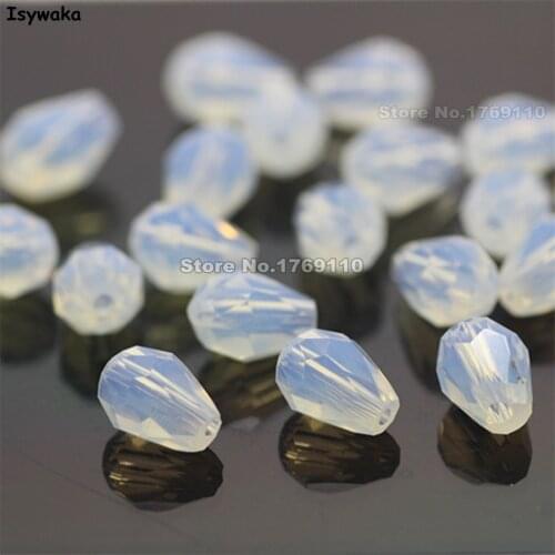 Isywaka 70pcs Milky White Color 5*7mm Faceted Teardrop Beads Austria Crystal Beads charm Glass Beads Loose Spacer Bead
