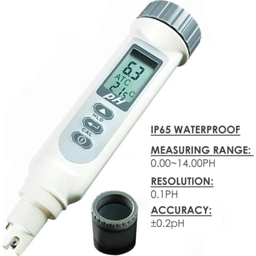 Digital Water Quality Tester pH Meter w/ FREE 3 Buffer Solutions pH4.01, pH7.00, & pH10.01 ATC Temperature w/ Pouch