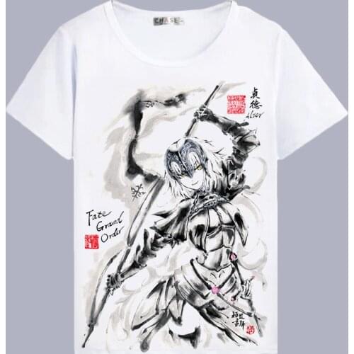 FGO Fate Grand Order Cosplay T Shirt Joan of Arc Summer T-Shirt Japanese Anime Jeanne d'Arc Top Tee Halloween Cosplay Costume
