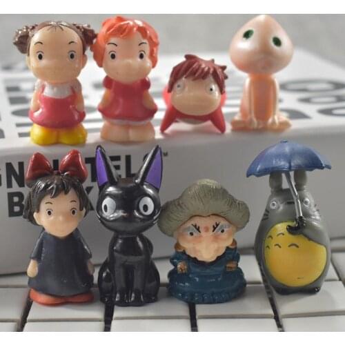 8pcs Hayao Miyazaki Pursuit Action Figure Toy Goldfish Chinchilla Doll Plants Moss Micro Landscape Ornaments Kids Birthday Gift