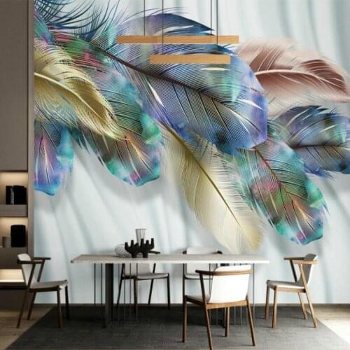 Custom Modern Color Light Luxury Golden Feather Background Mural Living Room Bedroom Decor Wallpaper 3D Wall Papers Home Decor