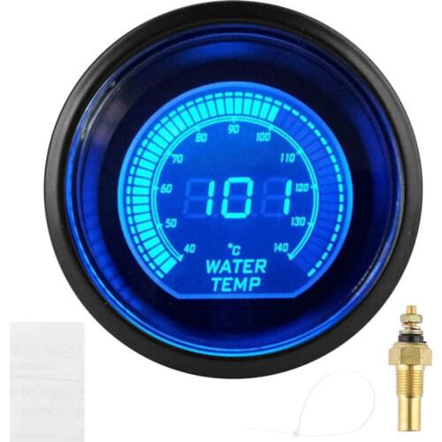 Water Temperature Meter for EVO Series Gauge with Sensor 52mm/2in 12V Universal Blue and Red LED Backlit Water Temp Gauge