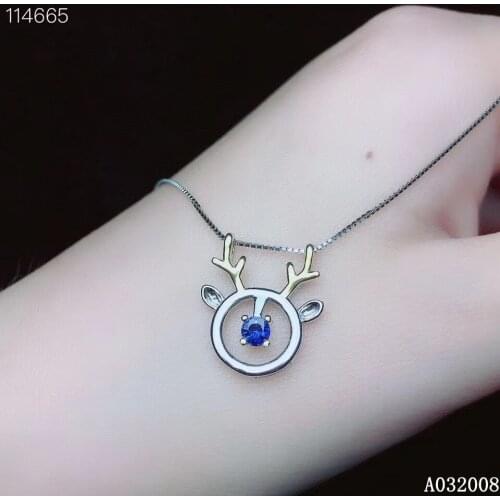 KJJEAXCMY fine jewelry 925 Silver inlaid Natural sapphire Gemstone elegant necklace ladies pendant support check