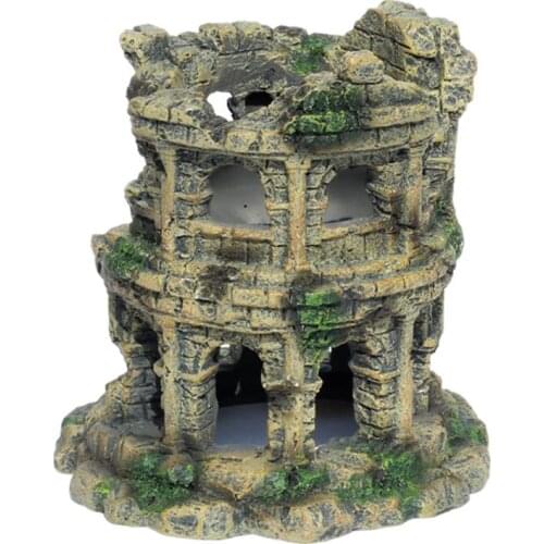 Colosseum Aquarium Fish Tank Landscaping Decoration Vintage Home Resin Hideaway Shrimp Breeding Hiding Cave Shelter