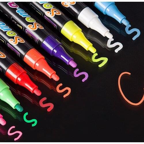 8 Colors Highlighter Fluorescent Liquid Chalk Marker Neon Pen For LED Writing Board Blackboard Glass Painting Graffiti Office Su