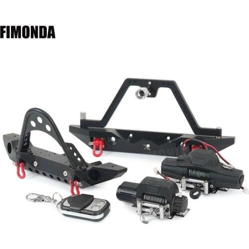 Metal Front Rear Bumper Single/Double Motor Winch for 1/10 RC Crawler Axial SCX10 Traxxas TRX4 Redcat GEN8 RGT 86100 TAMIYA CC01