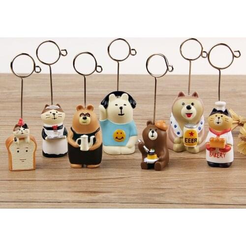 MINKYS Kawaii Resin Bread Bear Card Holder Memo Holder Clip Stand Desktop Ornaments Photo Clip Kids Gift School Stationery