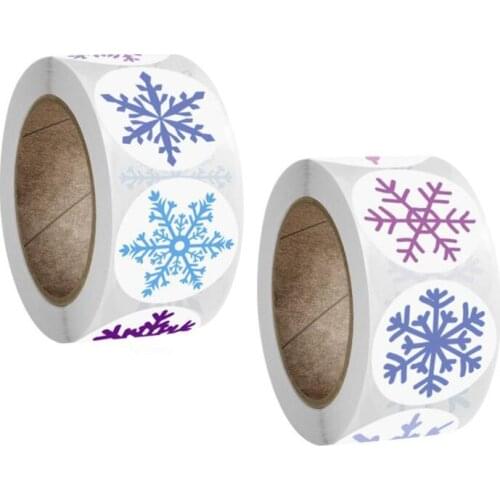 Snowflake Pattern Thank You Stickers Labels Paper Sticky Sticker Decoration Scrapbook Sealing Stationery Supplies 100PCS