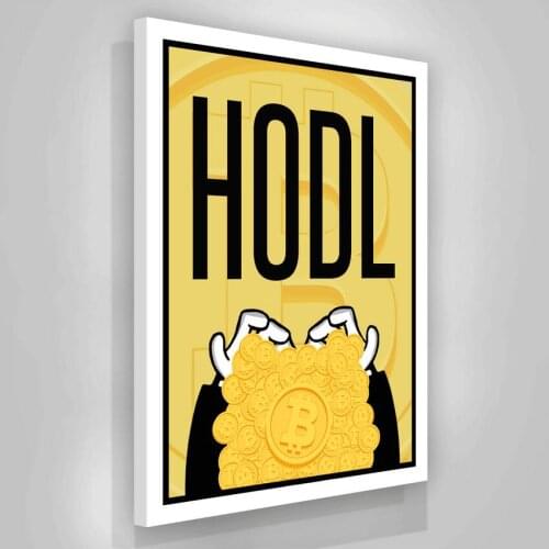 Abstract Golden Coins Canvas Paintings Hodl Coin Poster Print Modern Wall Art Prints For Living Room Bedroom Office Home Decor