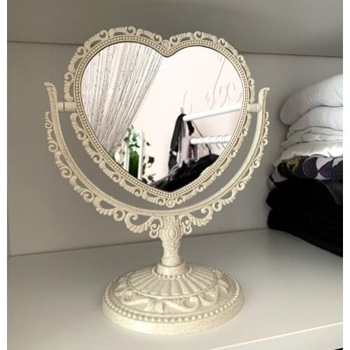 INS Desktop Makeup Mirror LOVE Rotatable Gothic Mirror Butterfly Rose Decor Beauty Tool Round Oval Heart Shape Makeup Mirror