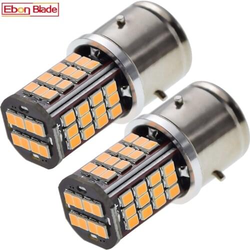 Pair BA21S Amber Yellow 6V 12V DC Single Beam LED Headlamp Light 2835 24SMD For Classic Car Moped Scooter Motorbike Bulb Lamp