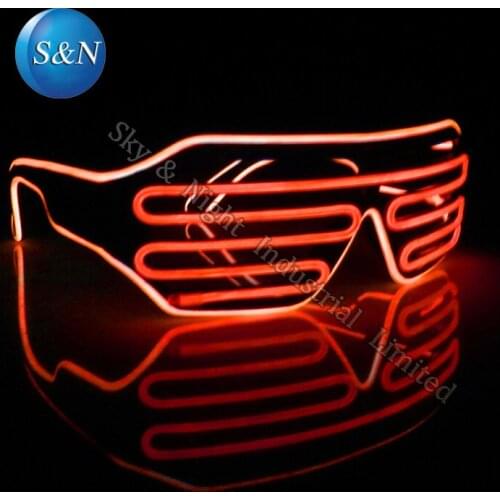 Orange+Red) Mix color LED EL Fashion Shutter Glasses+Sound Inverter + Free Shipping