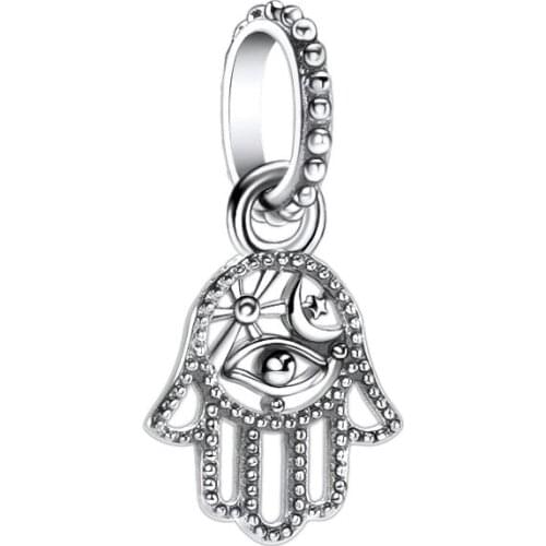 Original Vintage woman fine jewelry pendant sterling silver 925 lucky hand charm fit bangle bracelet beads making gift for girl